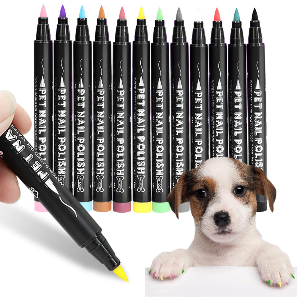12 Colors Pet Nail Polish Marker Pens Set