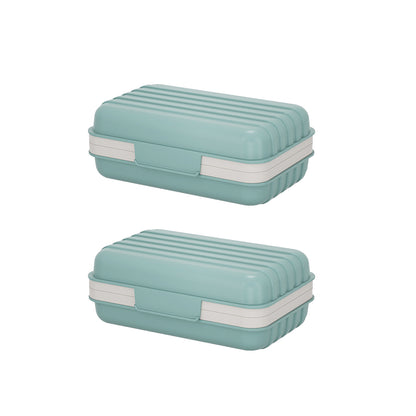 2Pcs 2-Layer Soap Box Container with Lid Travel Soap Holder