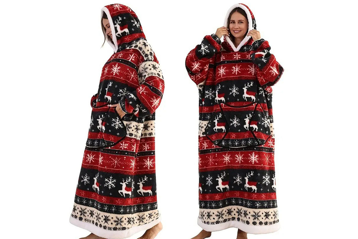 Wearable Blanket Hoodie Oversized Plush Fleece Hooded Blanket