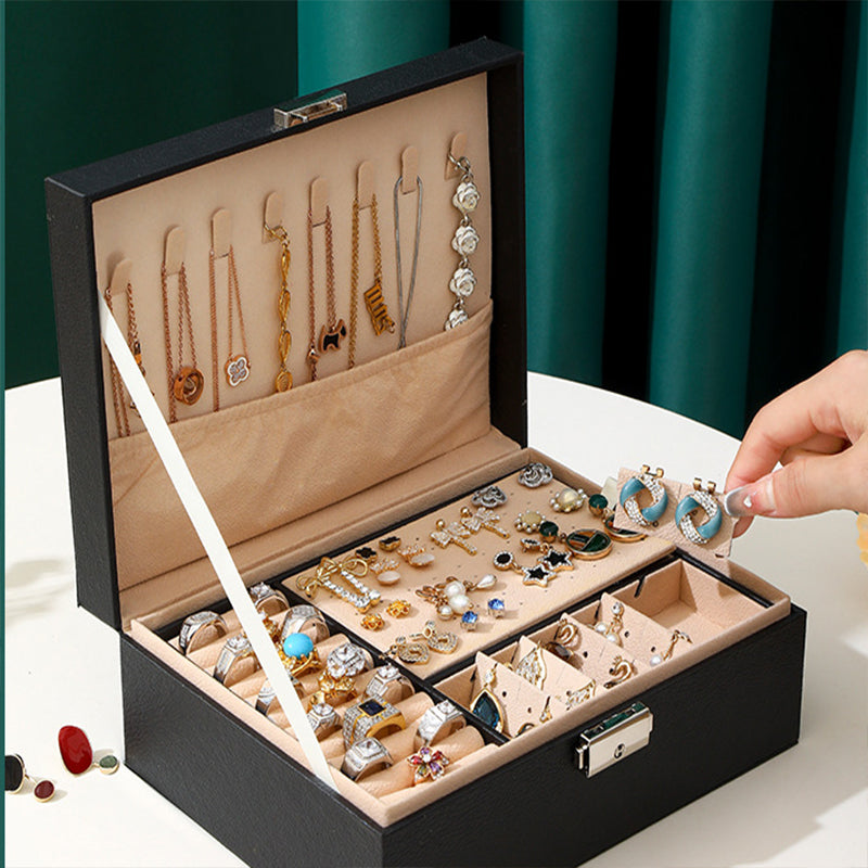 Mini Portable Double Layer Travel Jewelry Organizer Box