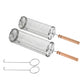 2 Pack Stainless Steel Rolling Grill Baskets with Engineered Wood Handles