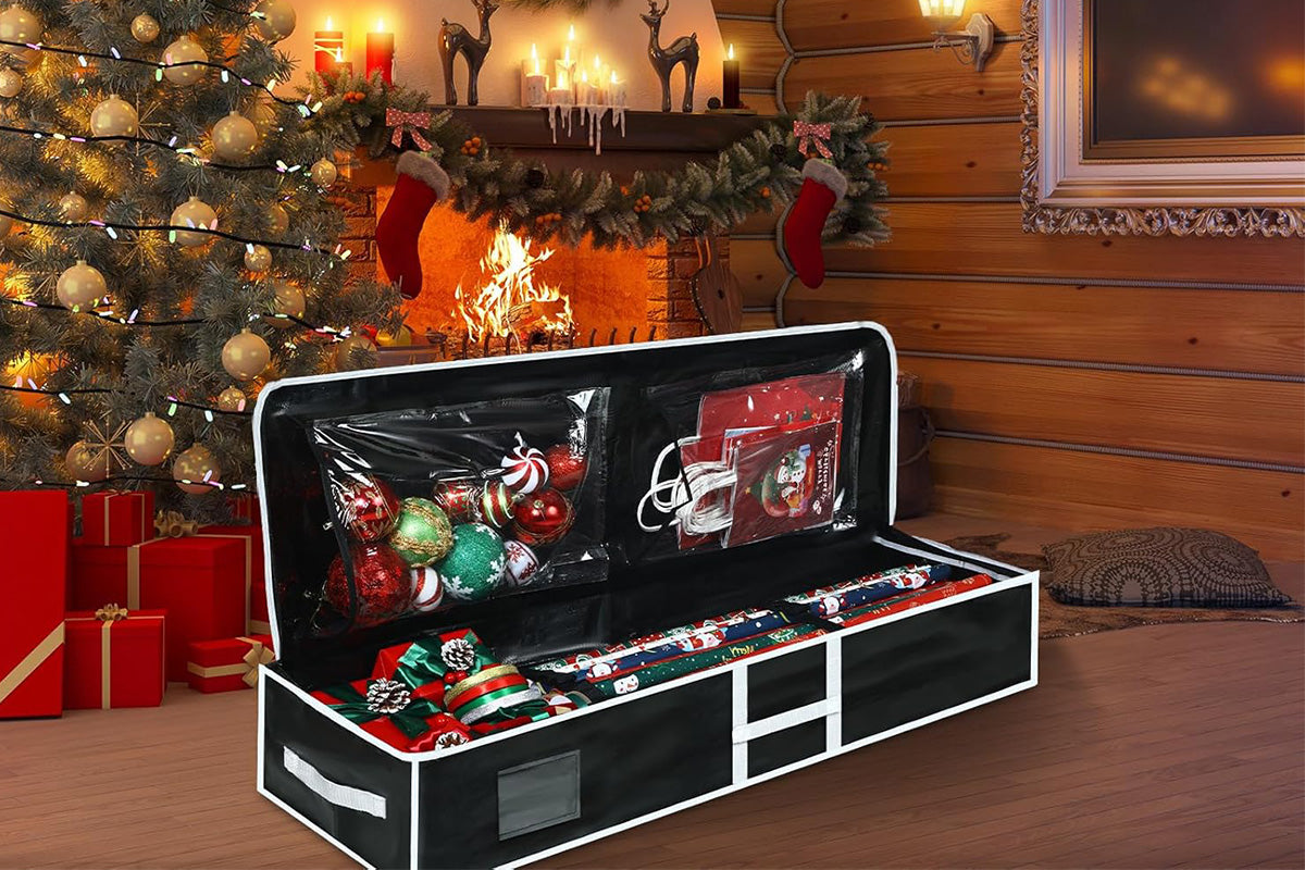 Large Capacity PE Gift Wrap Storage Bag with Water Resistant Zipper and Handles