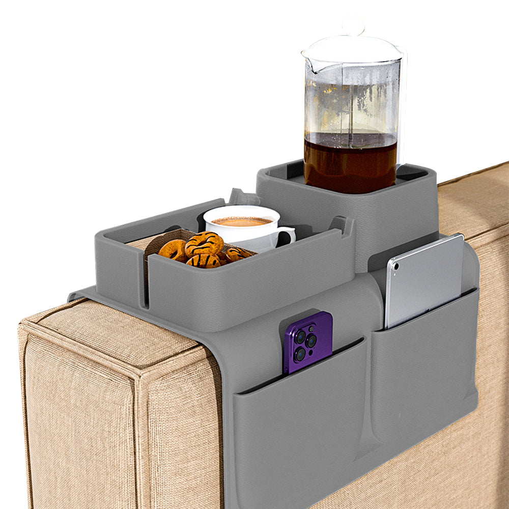 Couch Cup Holder Tray Sofa Armrest Tray with Drink Holder Side Pockets