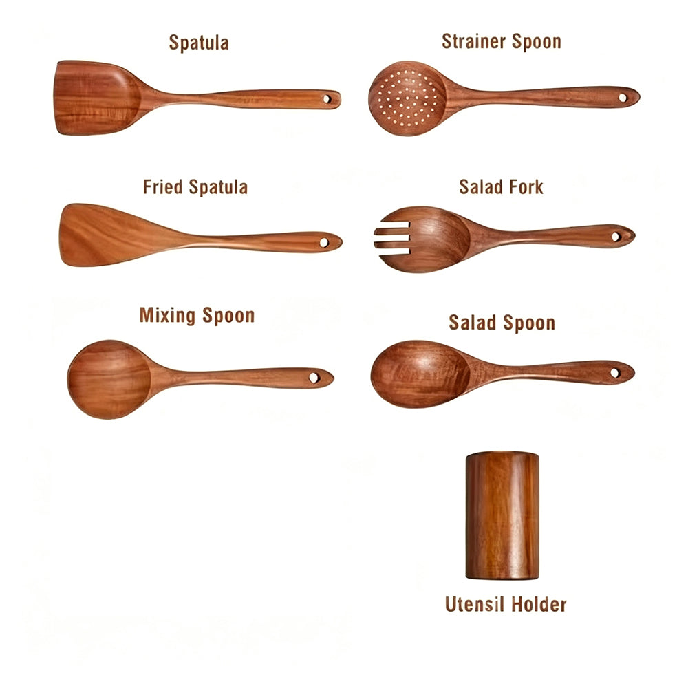 7 Piece Kitchen Utensil Cooking Spoon Set with Holder