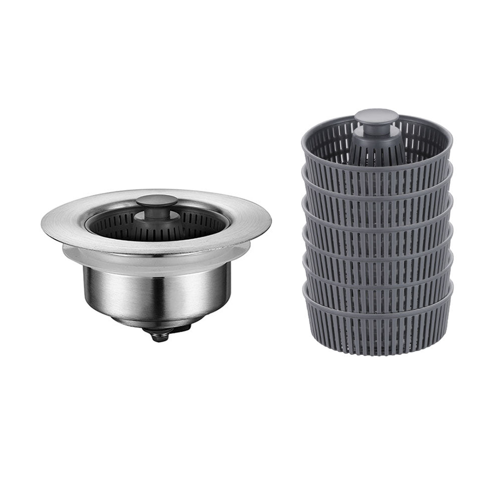 Kitchen Sink Drain Strainer and Stopper Combo Stainless Steel Sink Aid
