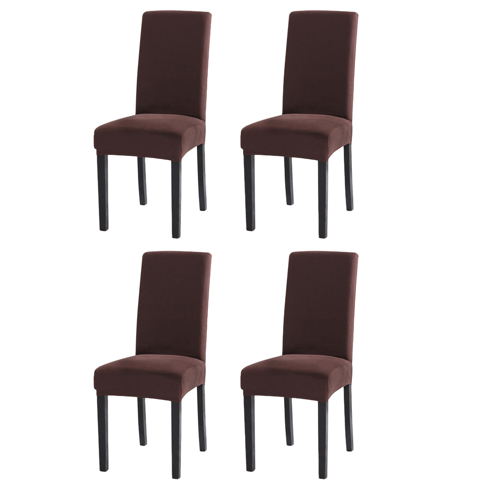 4Pcs Stretch Dining Chair Slipcover-Brown