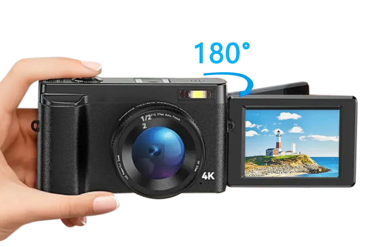 4K Digital Camera 180 Degree Flip Screen 16X Zoom 48MP Autofocus for Outdoor Photography