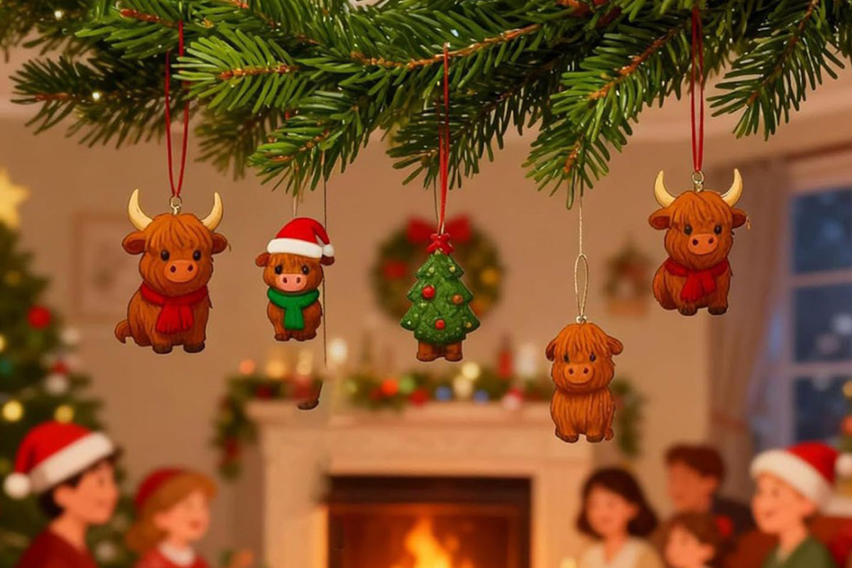 2D Highland Cow Advent Calendar 24 Days Christmas Countdown Calendar for Xmas Tree