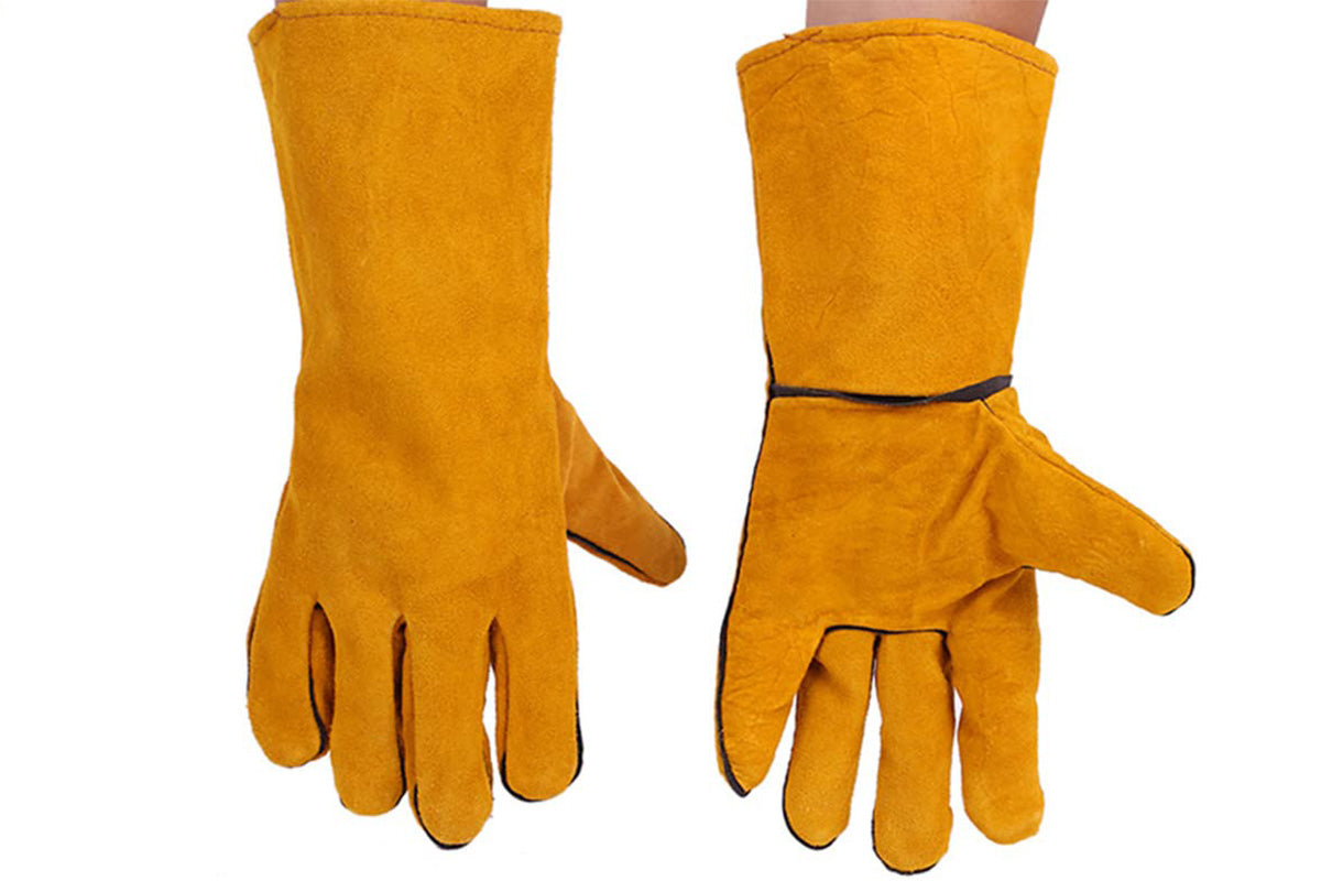 Double Layer Leather Welding Gloves Heat Resistant Fireproof Safety Gloves