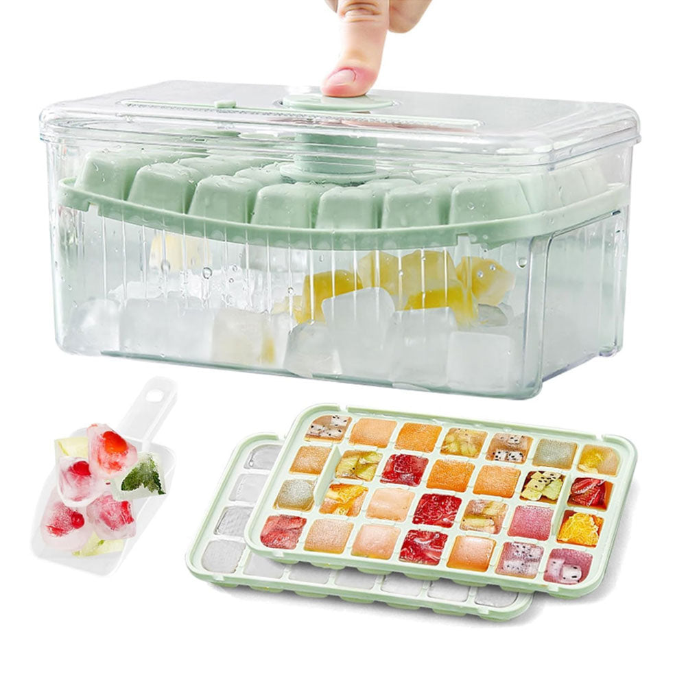 56 Grid Plastic Ice Tray Mold with Scoop Ice Cube Maker Storage Container Box
