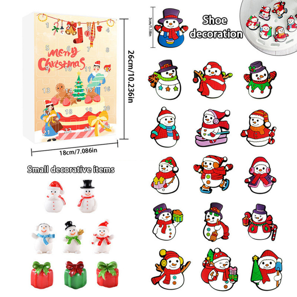 24 Days Count Down Calendar Christmas Shoe Charms Xmas Gift