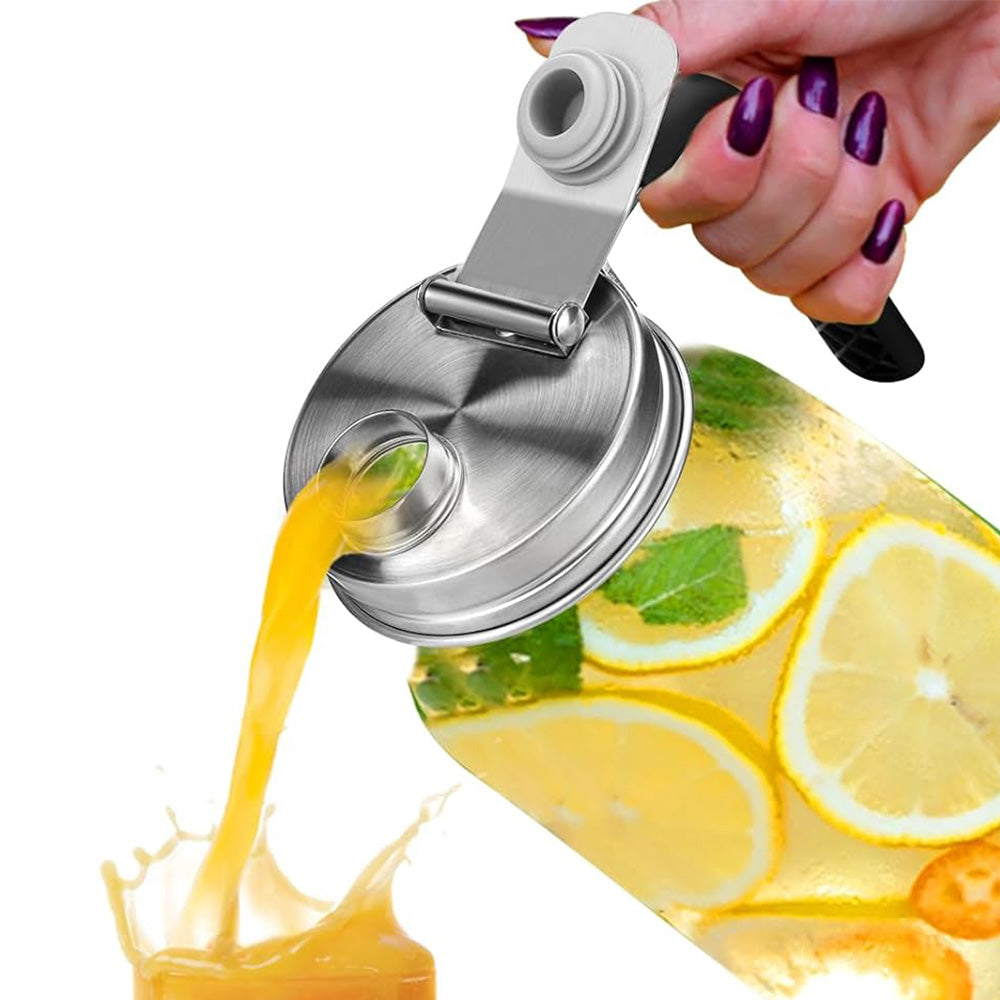 Stainless Steel Mason Jar Lid Handle Pour Spout Replacement Cap