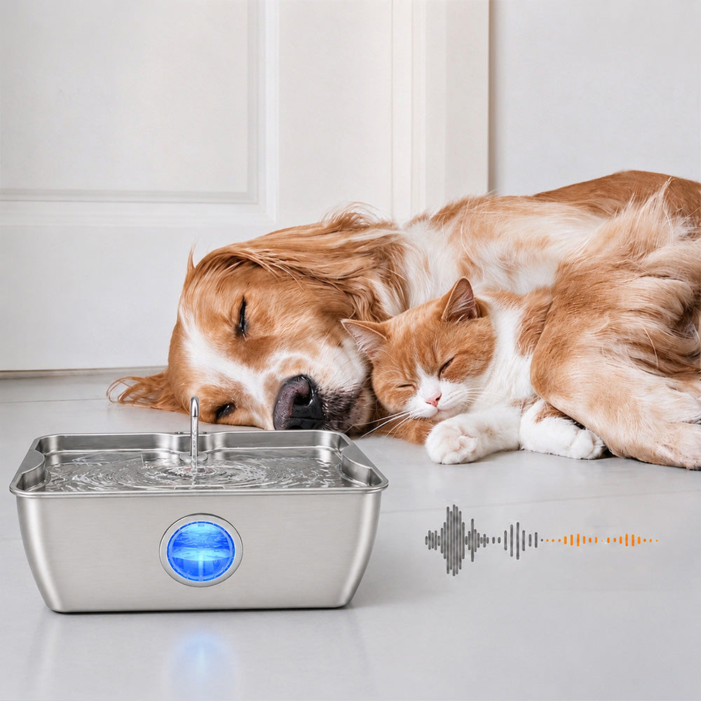 12L Stainless Steel Pet Water Fountain for Large Dogs Multi Pet Quiet Pump
