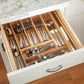 Expandable Bamboo Kitchen Drawer Organizer for Cutlery Utensils Wood Cutlery Tray in Drawer