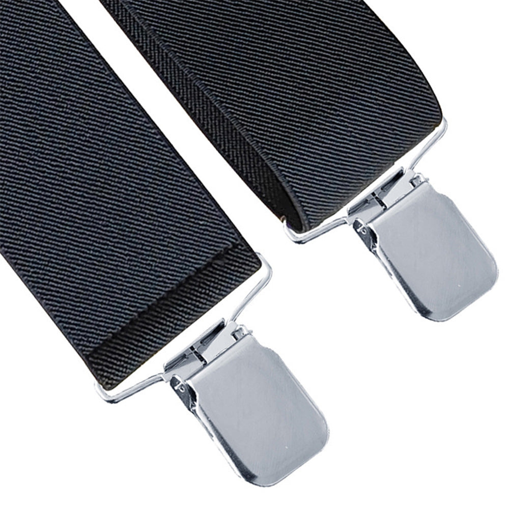 Mens X Back Elastic Suspenders with 4 Metal Clips Adjustable to 120cm