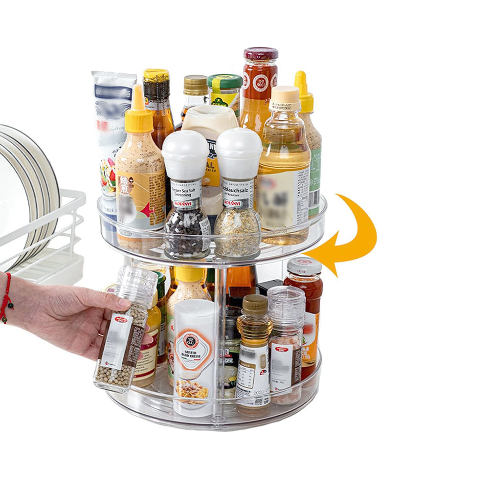 2 Tier Lazy Susan Turntable Spice Rack Organizer