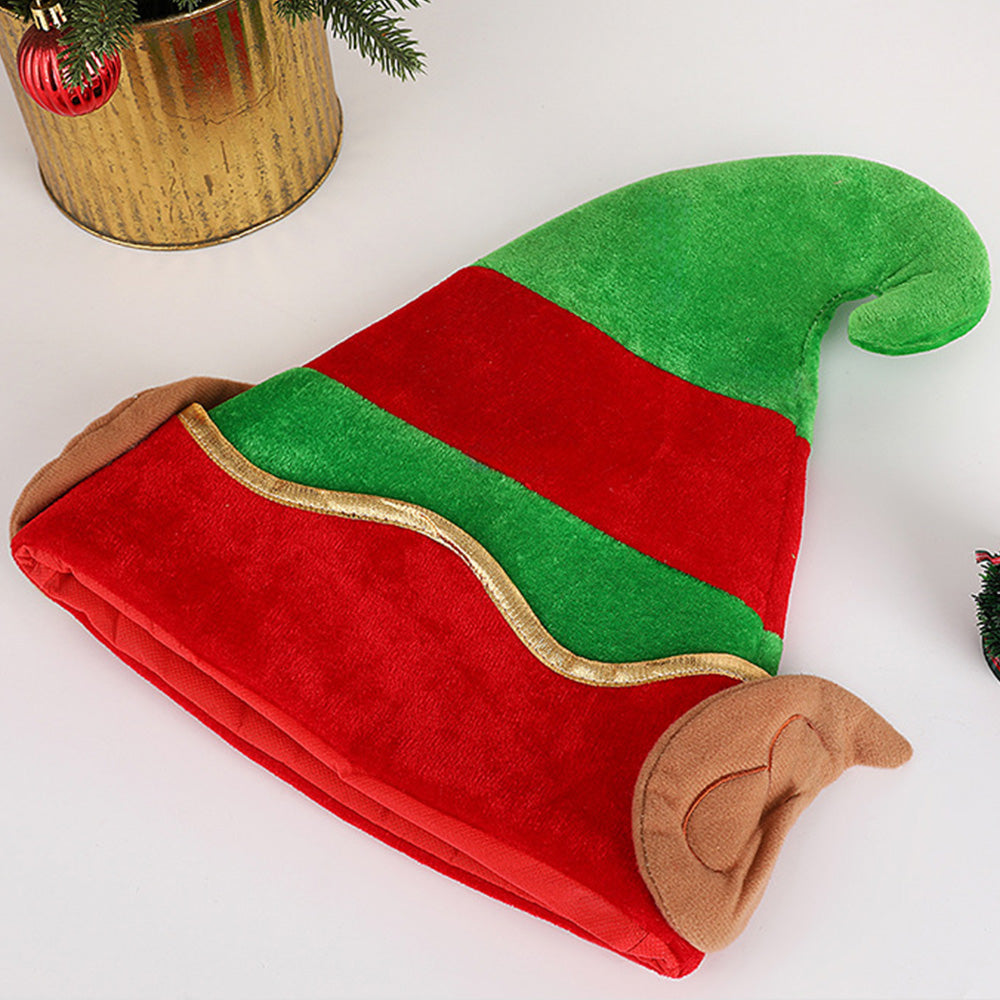 Adult Christmas Elf and Santa Hat with Bent Horns and Elf Ears