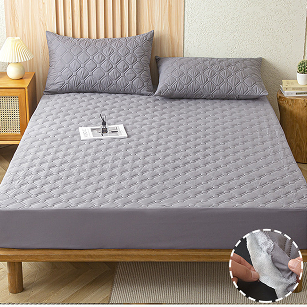 Water Resistant Mattress Protector Soft Mattress Pad with Deep Pocket Grey