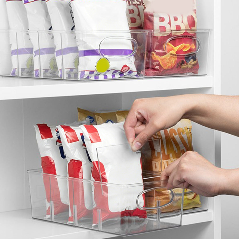 6Pcs Cabinet Organizer Bins with Handle Divided Storage Container for Kitchen