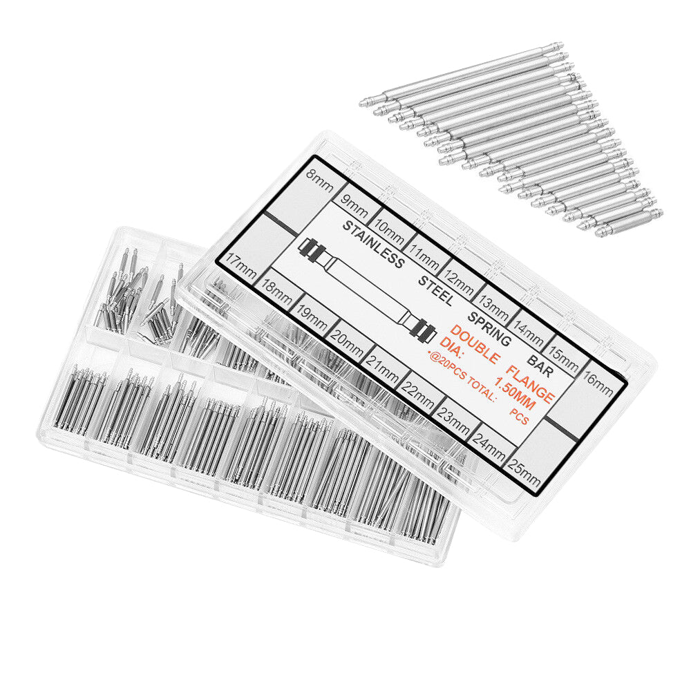 360Pcs 8-25mm Stainless Steel Watch Band Spring Bars Strap Link Pin with 2Pcs Watch Band Link Remover