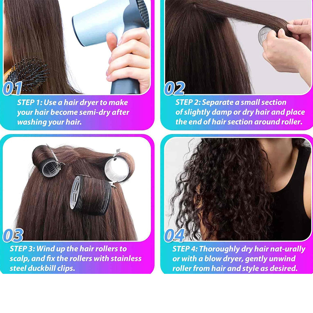 Self Grip Hair Rollers with Clips Set of 24