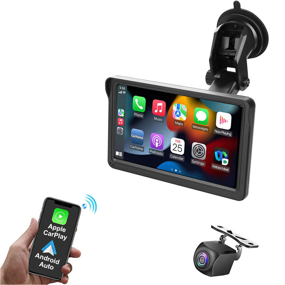 7-Inch Portable Wireless CarPlay Smart Display with AHD Camera