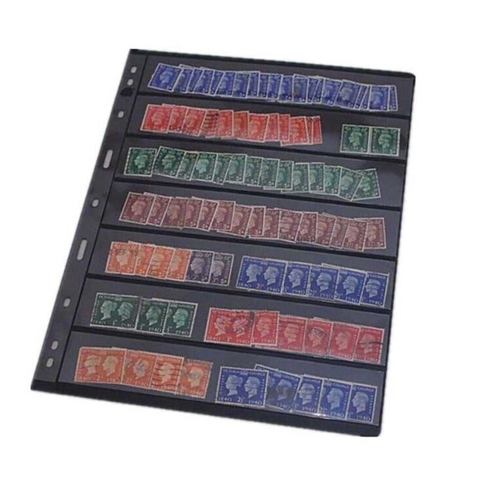 10 Sheet Black Double-Sided Stamp Album Collection Page with 9 Binder Hole