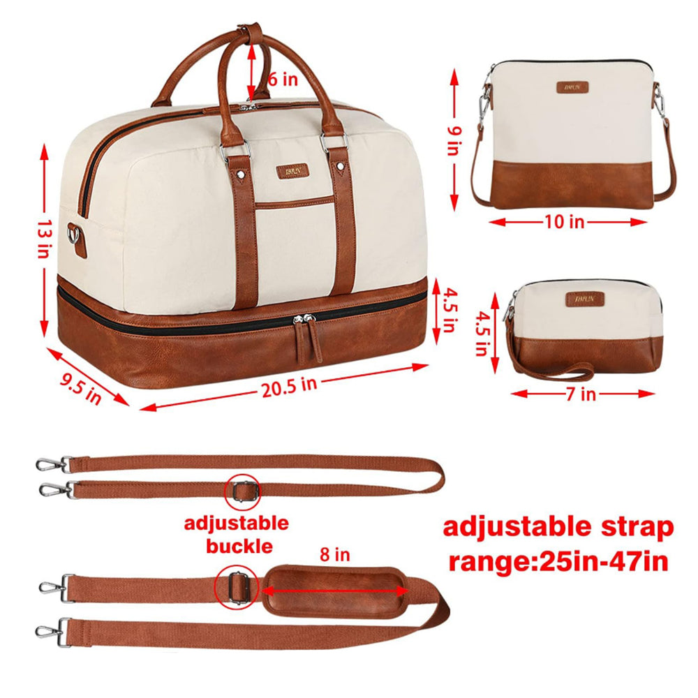 3Pcs Set Carry-On Travel Duffel Bag Crossbody Bag for Women