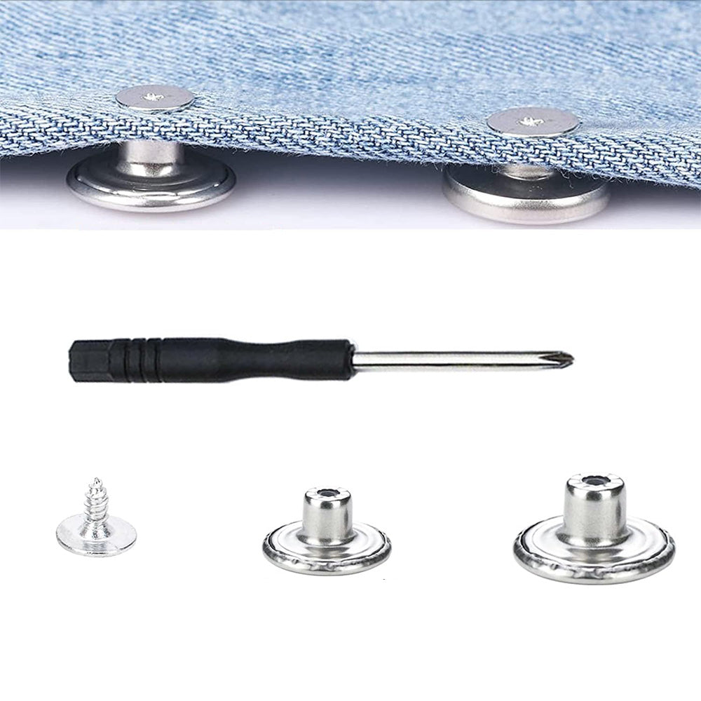 32 Pack Removable Screw Type No Sew Denim Jeans Buttons