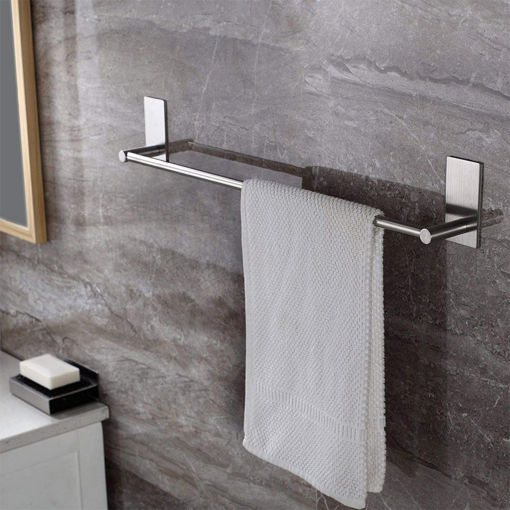 2XStainless Steel Self-Adhesive Towel Rack for Bathroom No Drilling Required