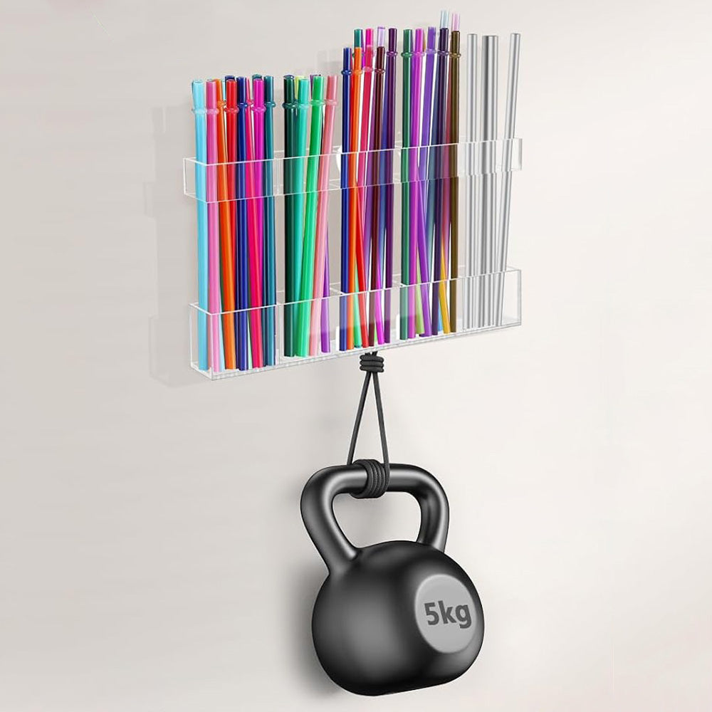 Acrylic Straw Holder Set with Labels and Adhesive