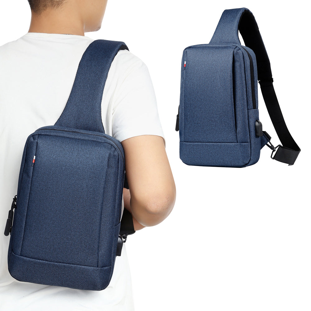 Chest Bag Sling Bag for Men with USB Charging Port
