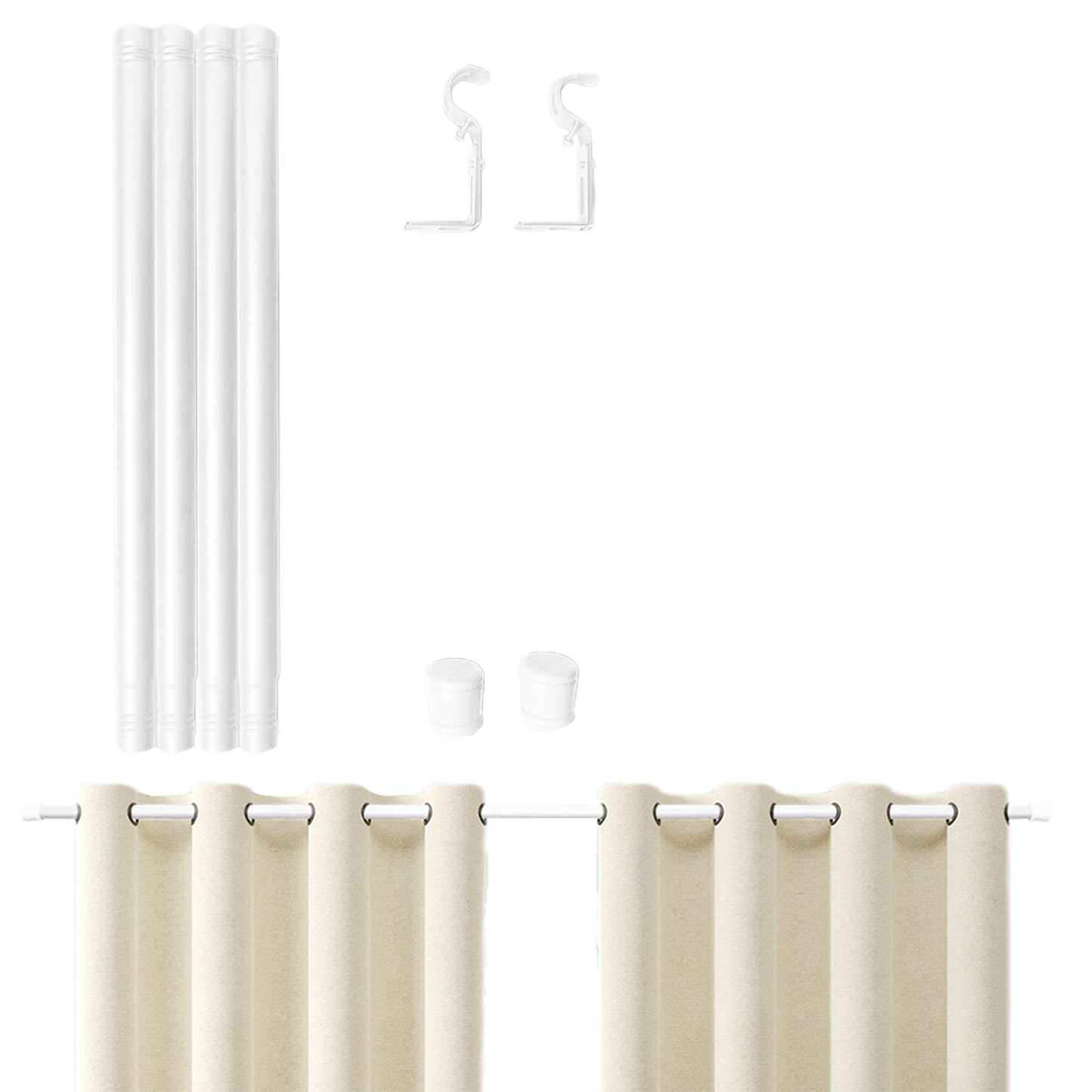 Adjustable Window Curtain Rods Set with Brackets