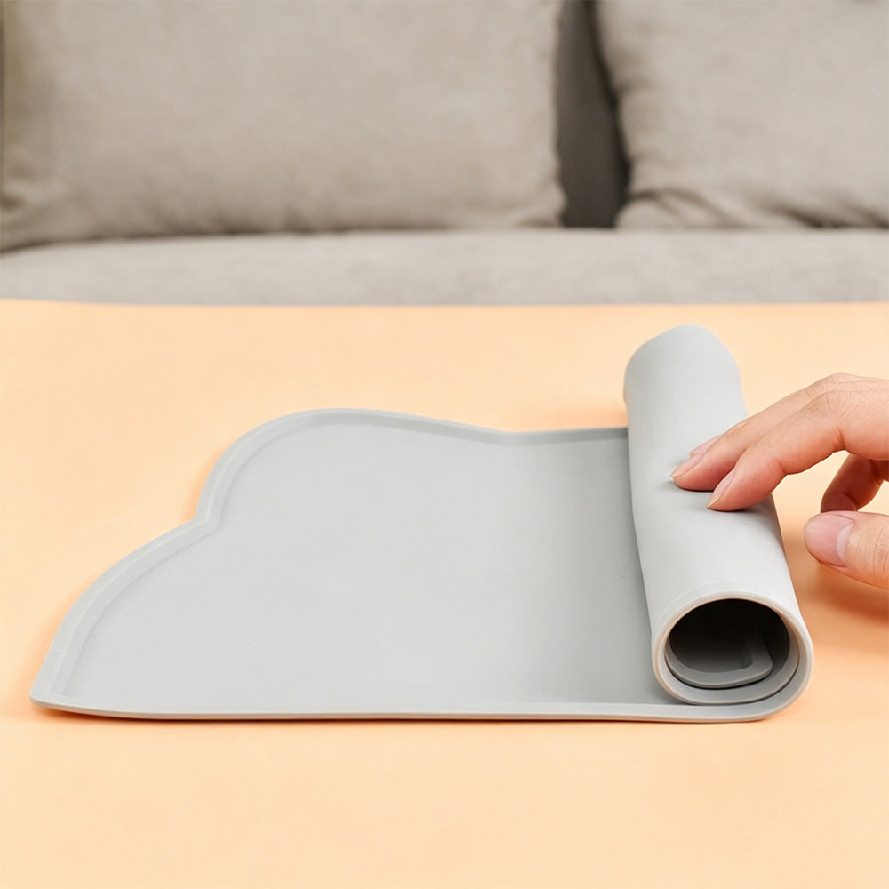 Thick Silicone Non Slip Pet Feeding Mat with Raised Spill Edge