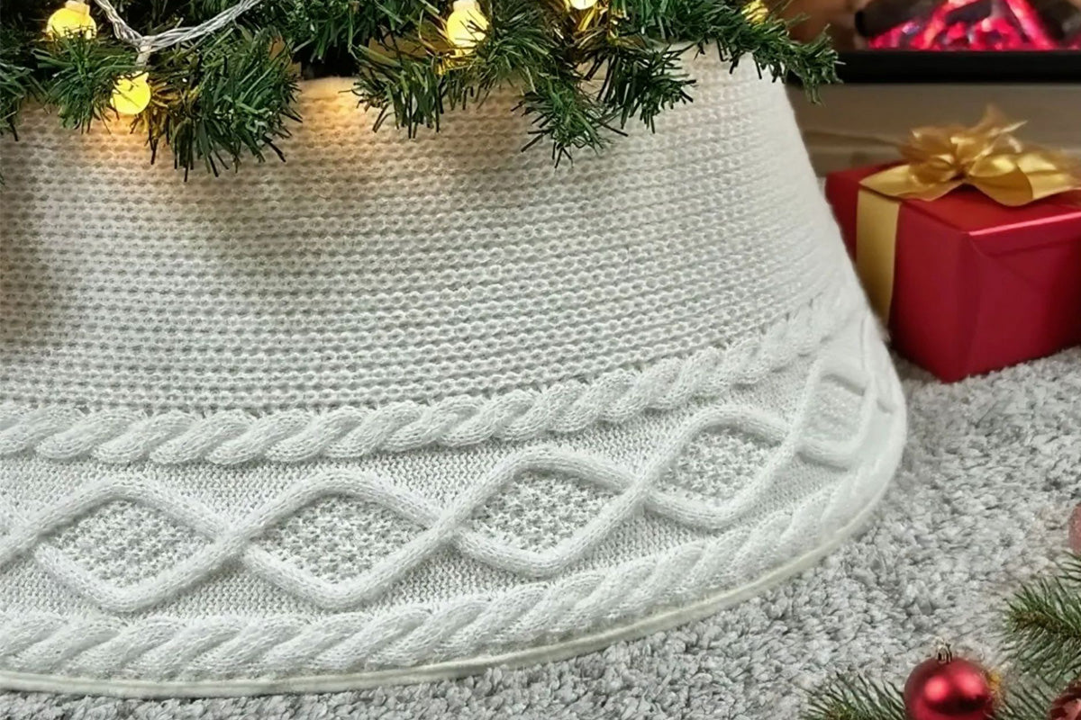 Knitted Christmas Tree Chunky Cable Knit Christmas Tree Skirt for Artificial Trees