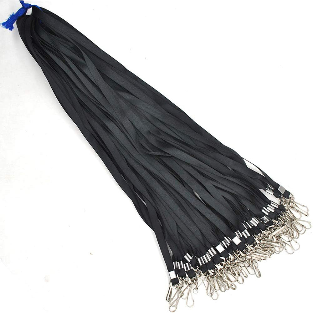 50 Flat Polyester ID Badge Lanyards with 360 Degree Swivel Hooks