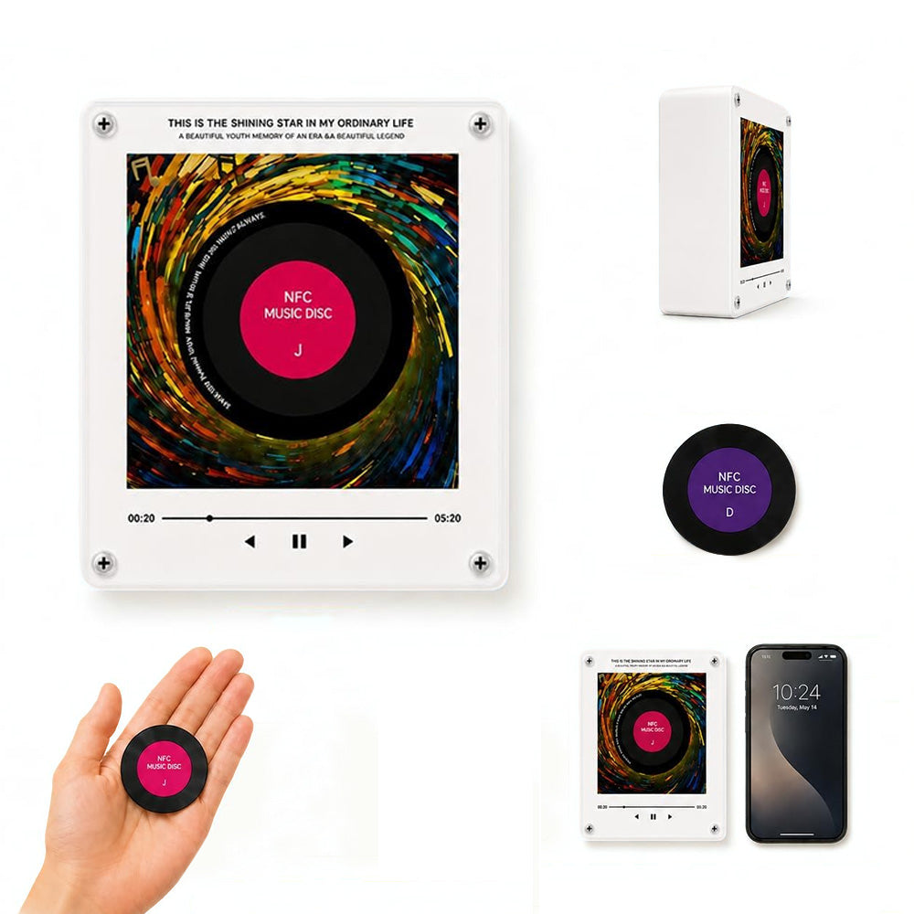 Rechargeable NFC Music Player with 9 Discs Retro Vinyl Record Player for Gifts