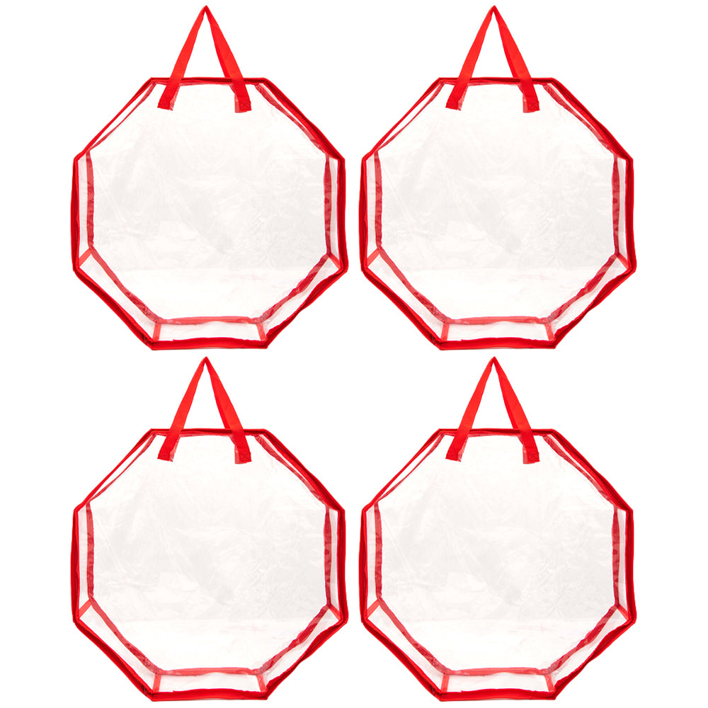 4Pcs 76CM Christmas Door Wreath Decoration Storage Bag Clear Xmas Bag For Garland