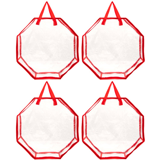 4Pcs 76CM Christmas Door Wreath Decoration Storage Bag Clear Xmas Bag For Garland