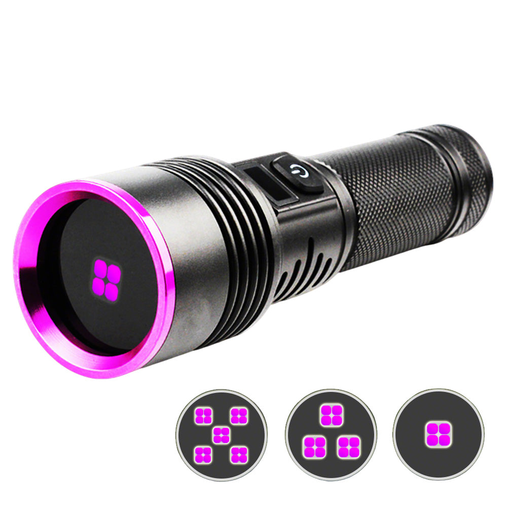 365nm Black Light UV Flashlight With LCD Display Rechargeable Torch Lamp