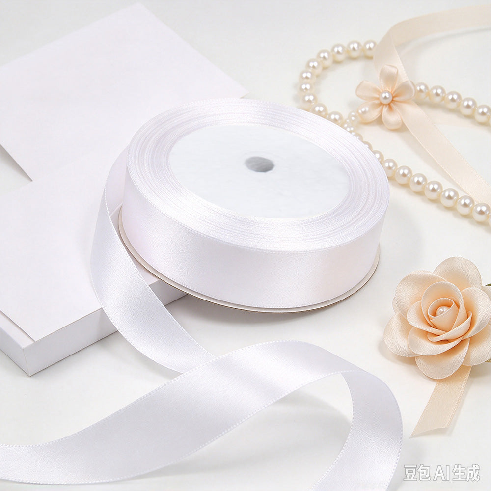 22m Double Sided Polyester Satin Ribbon for Christmas Gift Wrapping