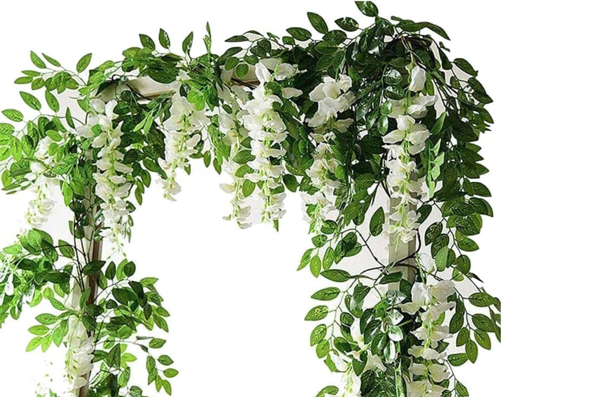 4Pcs Artificial Silk Wisteria Vine Hanging Garland 1.8 m for Home and Garden Decoration