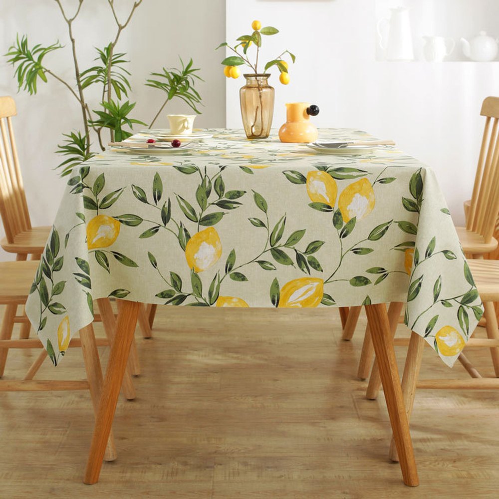 PVC Tablecloth Waterproof Oilproof with Lemon Pattern
