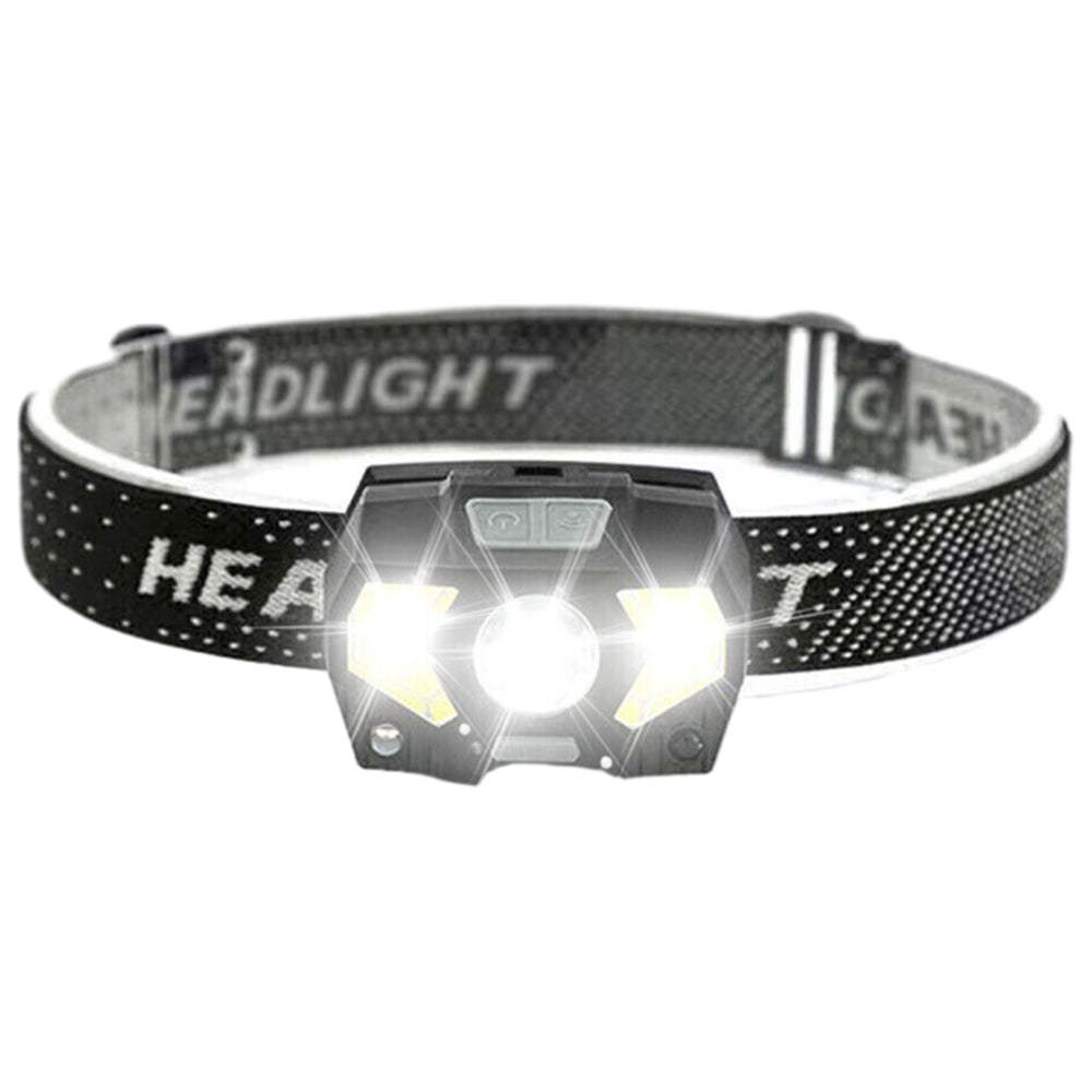 Rechargeable LED Headlamp Water-Resistant Motion Sensor Head Torch-Black