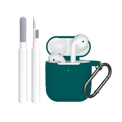 Silicone Case Cover Compatible with AirPods 2nd and 1st Generation with Cleaner kit  and Keychain