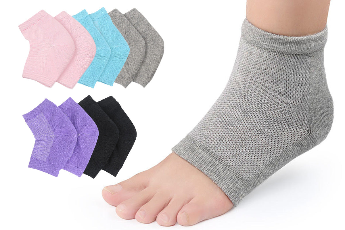5 Pairs Toeless Gel Heel Socks Foot Skin Care Protector For Dry Cracked Feet