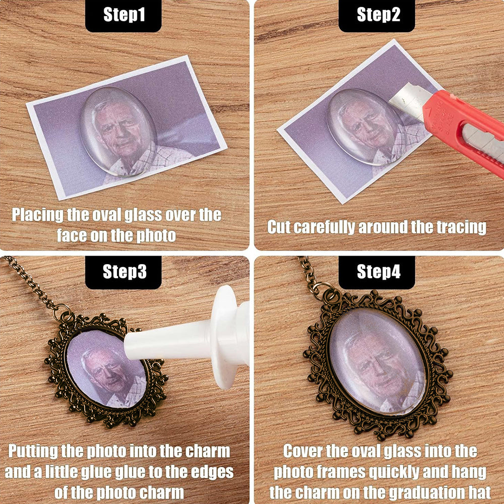 4Pcs 20cm Photo Personalized Graduation Cap Tassel Decoration