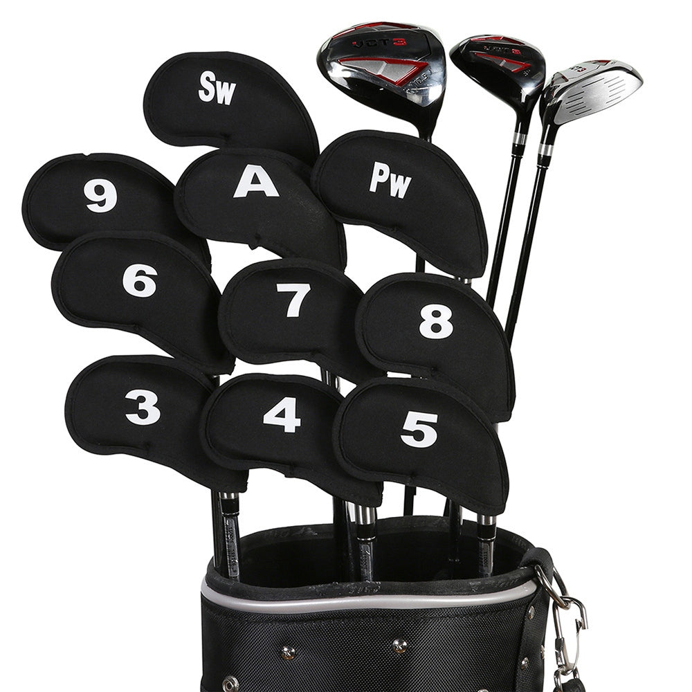 10Pcs Golf Club Iron Head Covers Protector Set for 3-9 A SW PW Clubs