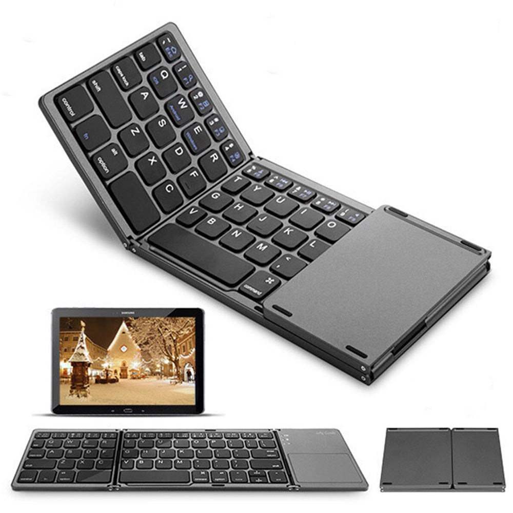Foldable Bluetooth Keyboard with Touchpad Full-Size Travel Keyboards for Windows iOS Android