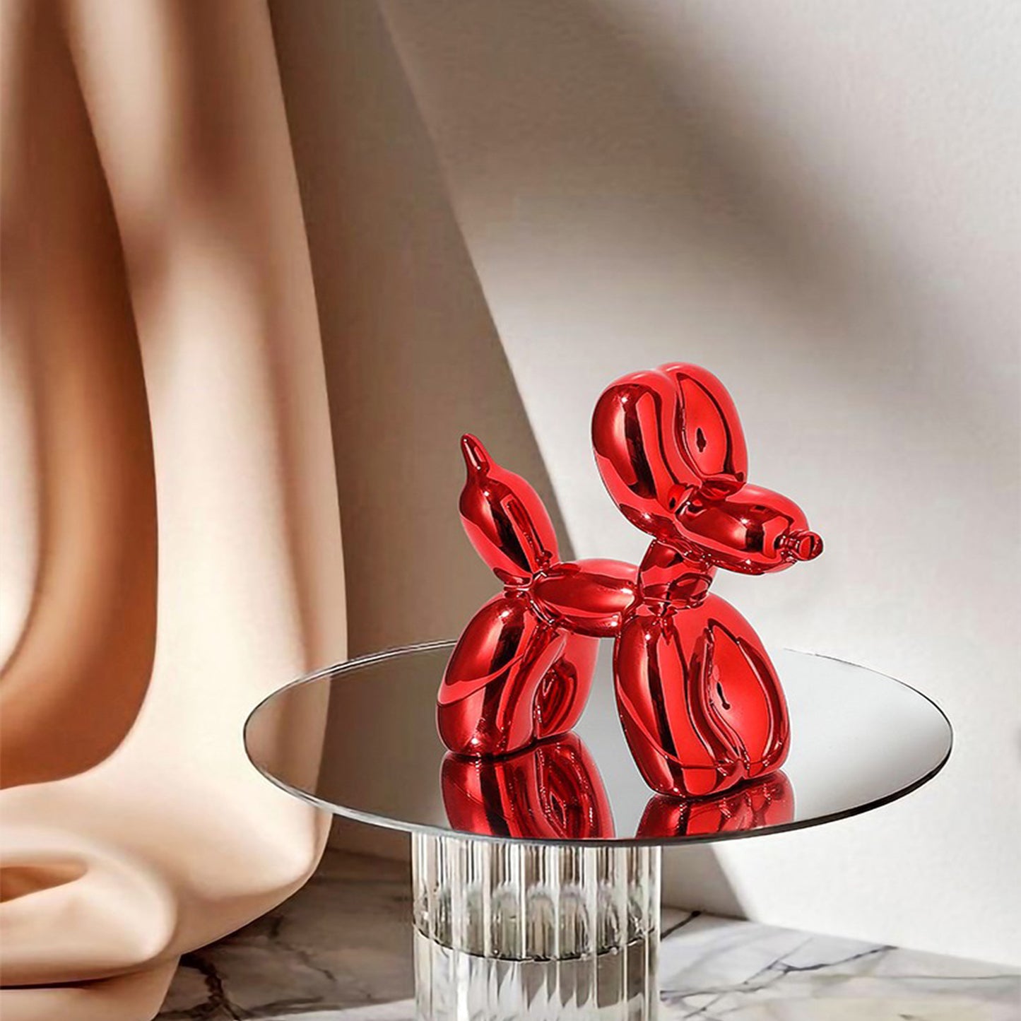 Electroplated Silver Resin Balloon Dog Statues Cute Home Decor Ornaments